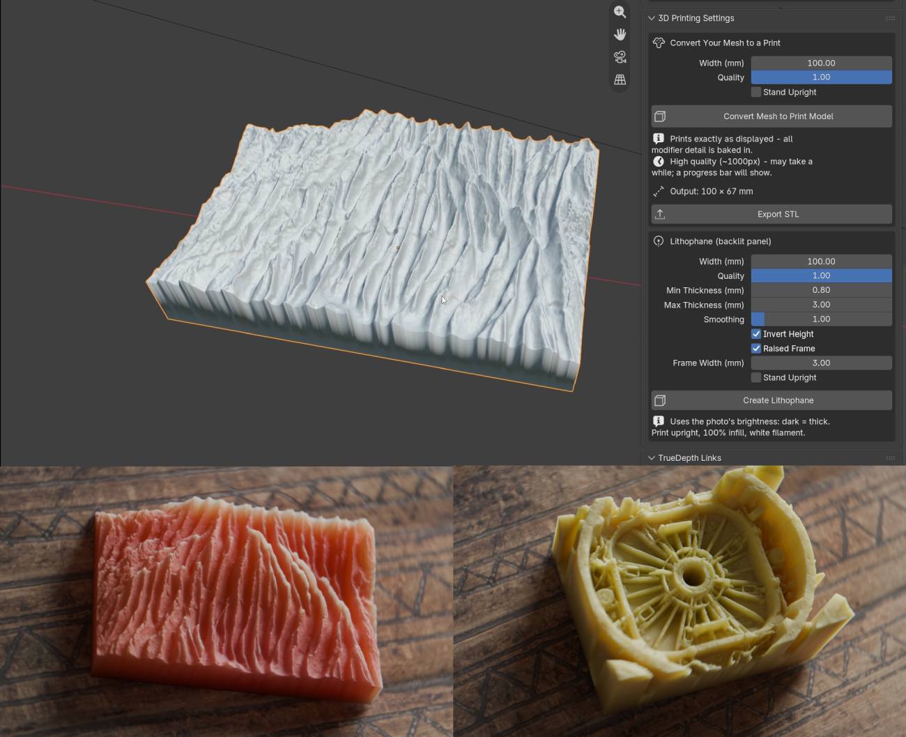 3d printing true depth displacement blender