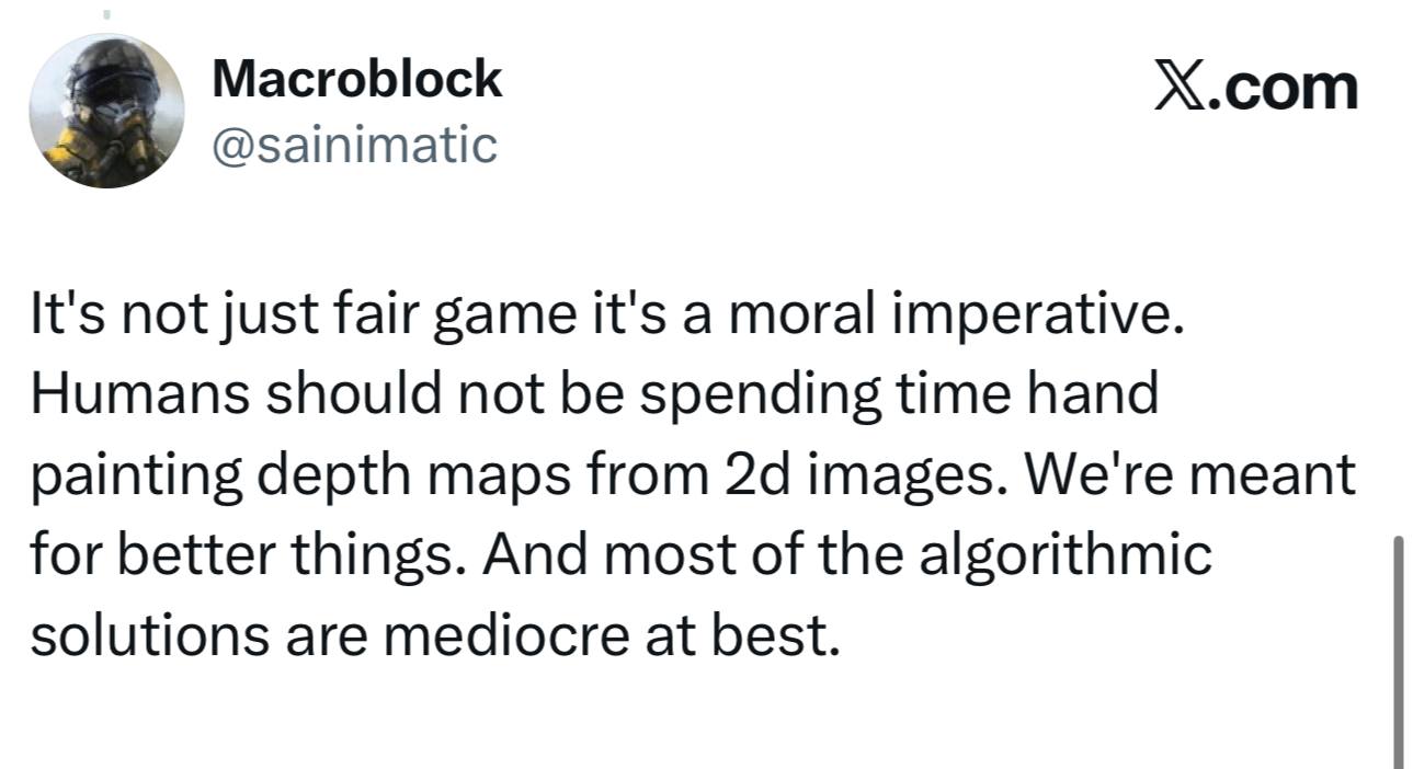user opinion on machine learning for generating depth maps