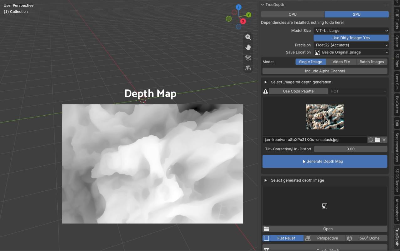 true depth - generate depth map from image