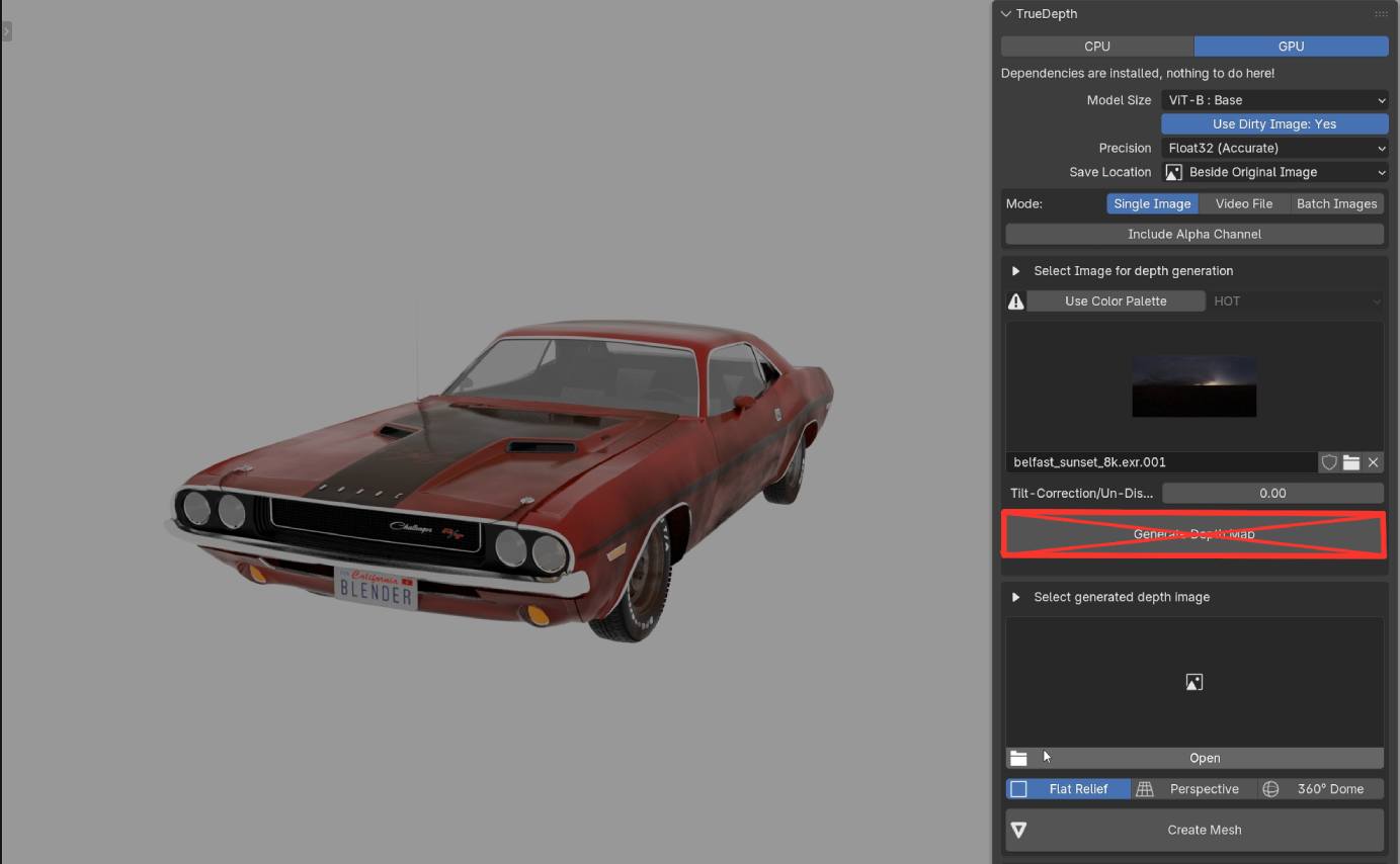 hdri studio in true depth v3 - no depthmap required