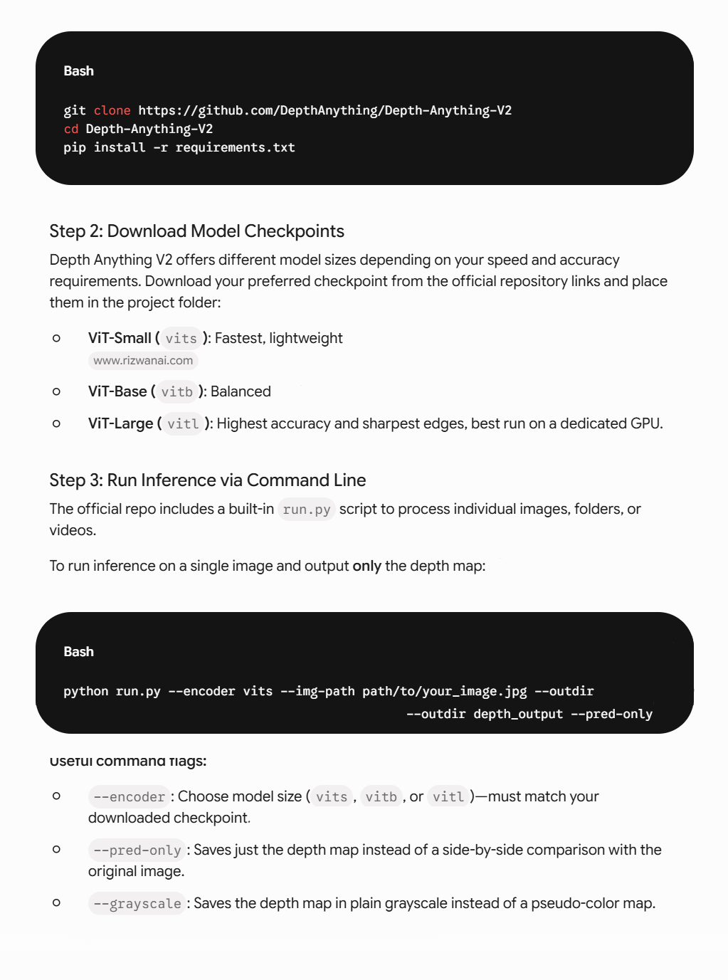 how to install Depth-Anything-v2 locally, instructions