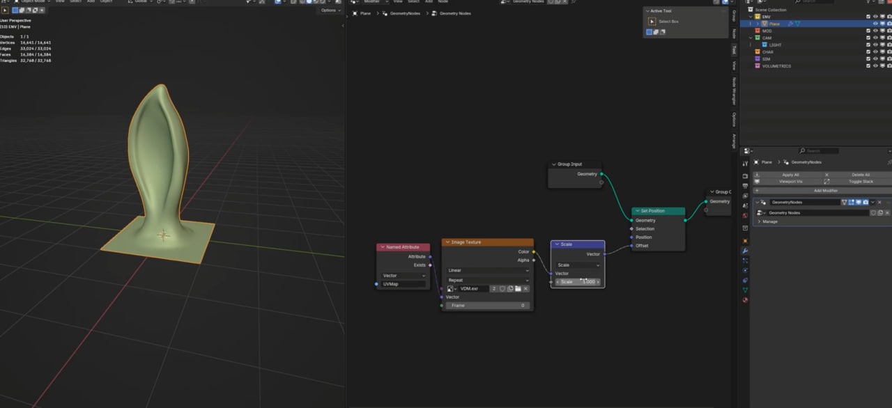 Vector Displacement in Blender - geometry node setup