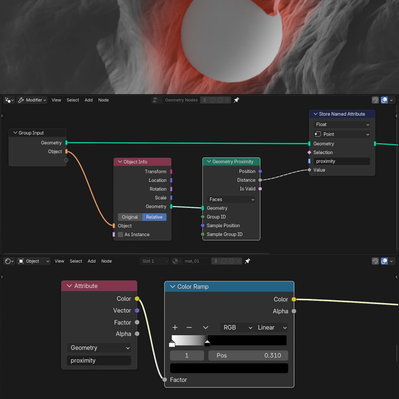 Blender proximity shader